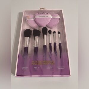 💜 Olivia Rose Beauty Essentials: 9-Piece Makeup Brush & Powder Puff Set